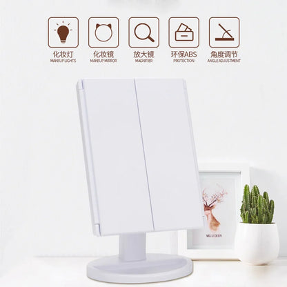 Led Vanity Mirror with Light Portable 10X Magnifying  Desktop Three Side Folding Vanity Mirror