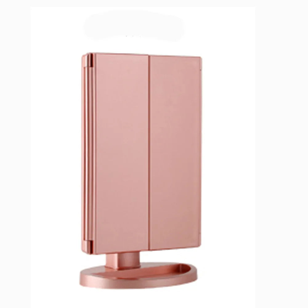 Led Vanity Mirror with Light Portable 10X Magnifying  Desktop Three Side Folding Vanity Mirror