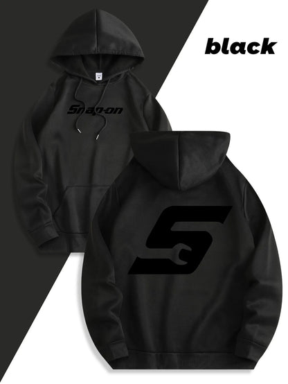 2025 Red Snapon Hooded Sweatshirt Casual Long Sleeve Pullover100_ Polyester Knit Fabric All-Season Warm Hoodie with Drawstring