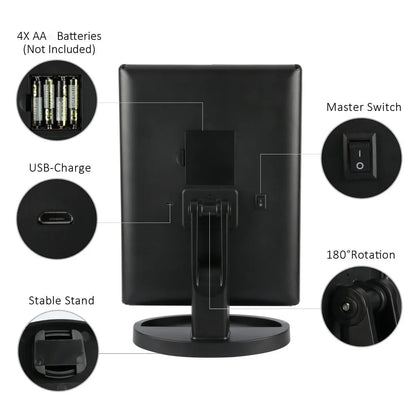 Led Vanity Mirror with Light Portable 10X Magnifying  Desktop Three Side Folding Vanity Mirror