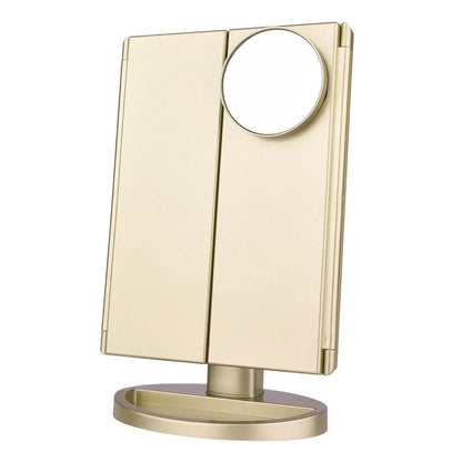 Led Vanity Mirror with Light Portable 10X Magnifying  Desktop Three Side Folding Vanity Mirror