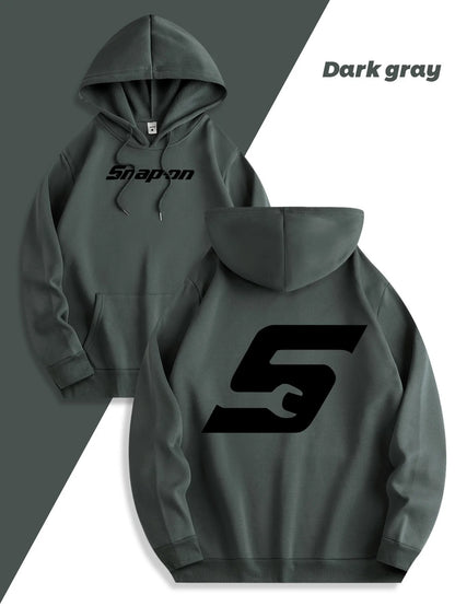 2025 Red Snapon Hooded Sweatshirt Casual Long Sleeve Pullover100_ Polyester Knit Fabric All-Season Warm Hoodie with Drawstring