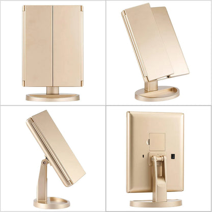 Led Vanity Mirror with Light Portable 10X Magnifying  Desktop Three Side Folding Vanity Mirror