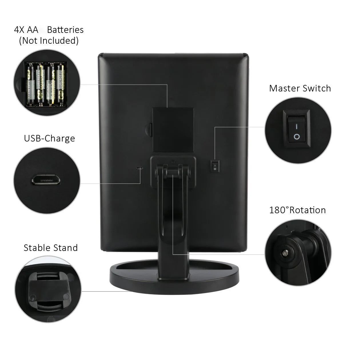 Led Vanity Mirror with Light Portable 10X Magnifying  Desktop Three Side Folding Vanity Mirror