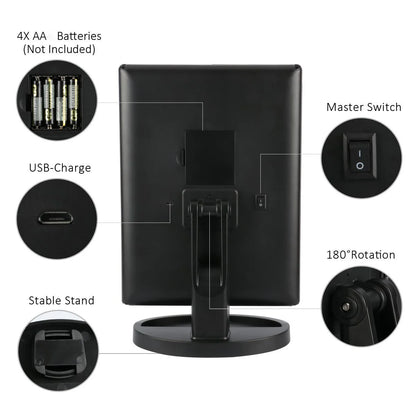 Led Vanity Mirror with Light Portable 10X Magnifying  Desktop Three Side Folding Vanity Mirror