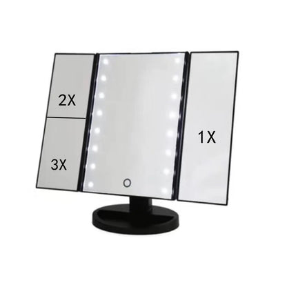 Led Vanity Mirror with Light Portable 10X Magnifying  Desktop Three Side Folding Vanity Mirror