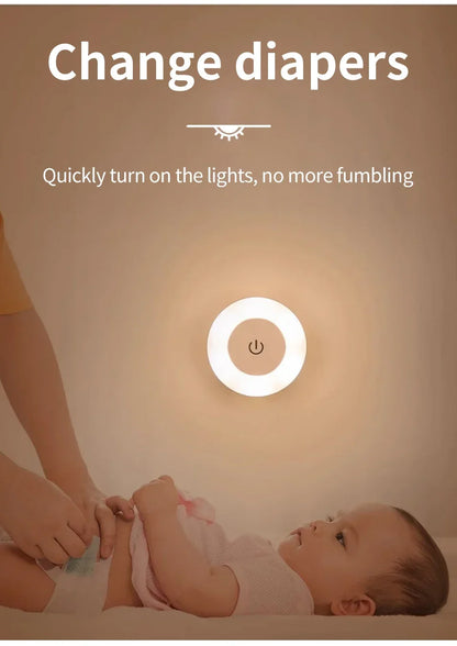 Round Led Wall Lamp Rechargeable Night Light with Touch Switch Dimmable Magnetic Book Light for Reading Bedroom Cabinet Closet