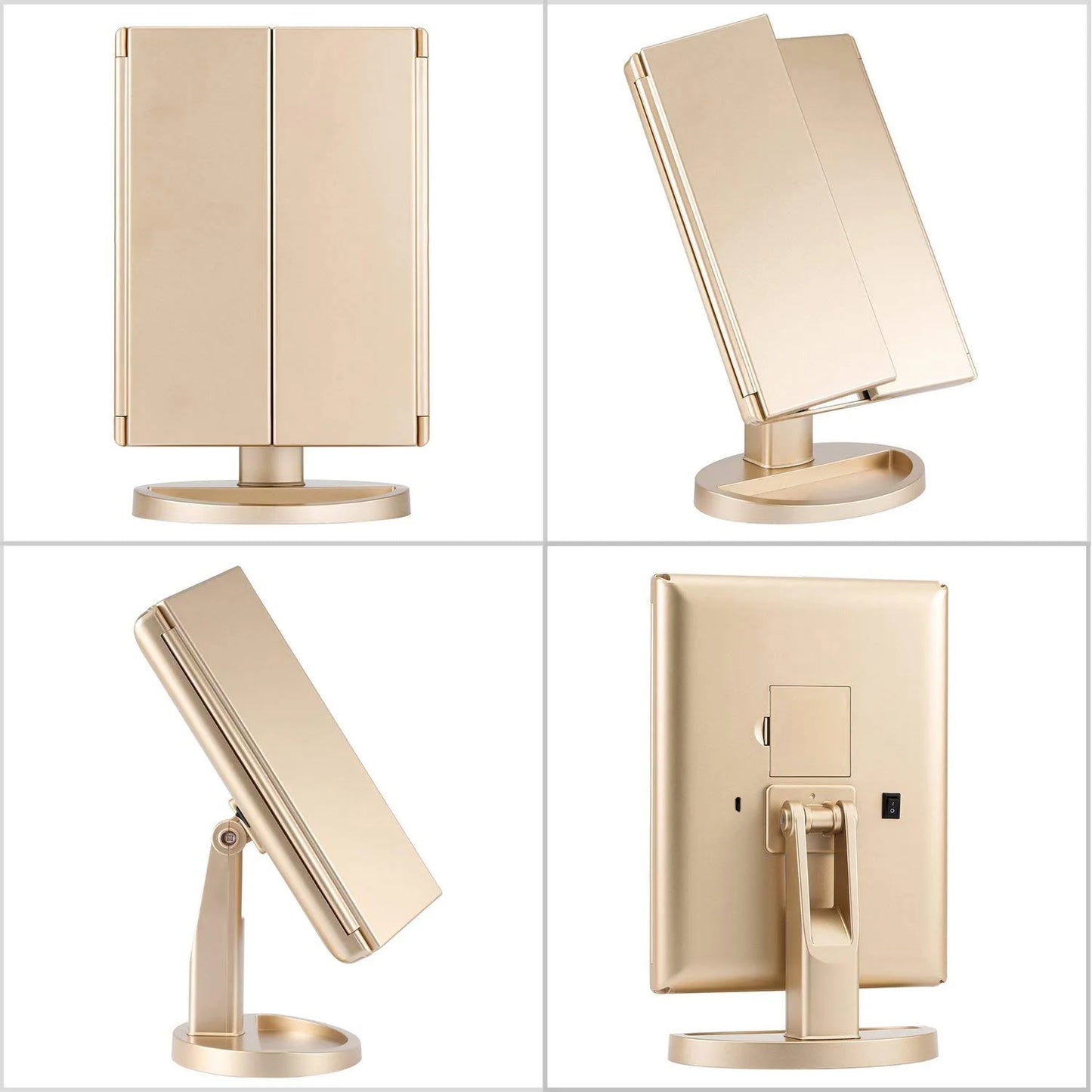 Led Vanity Mirror with Light Portable 10X Magnifying  Desktop Three Side Folding Vanity Mirror