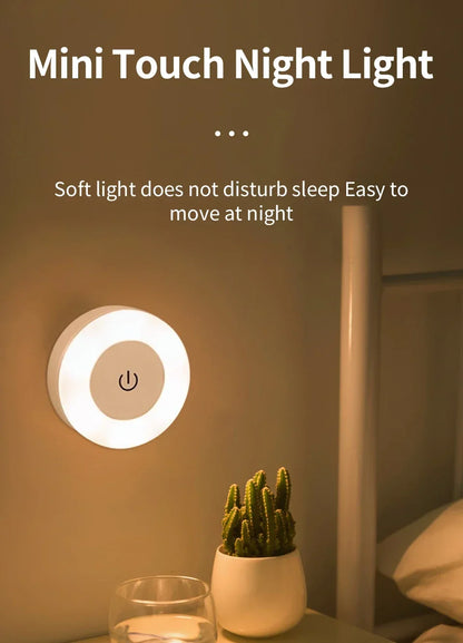 Round Led Wall Lamp Rechargeable Night Light with Touch Switch Dimmable Magnetic Book Light for Reading Bedroom Cabinet Closet
